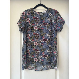 DANIEL RAINN DR2 Blouse Size Small Floral Spring Summer Short Sleeve